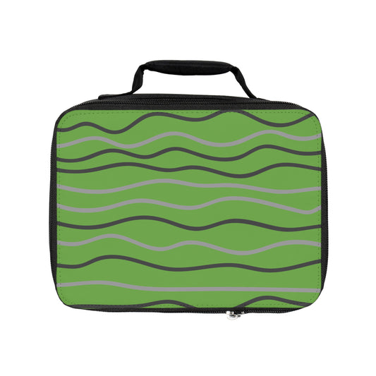 Abstract lines on green, Lunch Bag