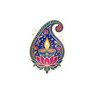 Paisley diya lotus kiss-cut vinyl decal - home decor decals