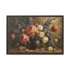 Vintage floral bouquet framed canvas wall art - printable
