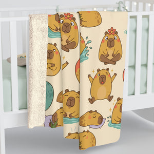Cute capybara Sherpa Blanket – Cozy Animal Pattern Throw for Kids & Pet Lovers