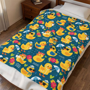 Rubber Duck Swim Velveteen Plush Blanket — Cozy Baby & Kids Throw