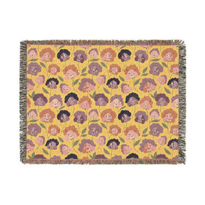 Floral Woven Blanket — Retro Rose Pattern Throw for Cozy Home Decor
