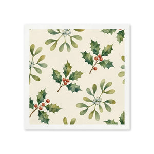 Holiday Holly & Mistletoe Napkins — Christmas Party Paper Napkins