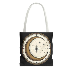 Star and crescent moon motif on the DipaliZ Celestial Crescent Moon tote bag