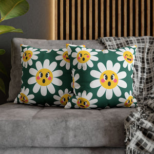Emotive Daisy Throw Pillowcase — Cute Emoji Flower Decorative Pillow Cover