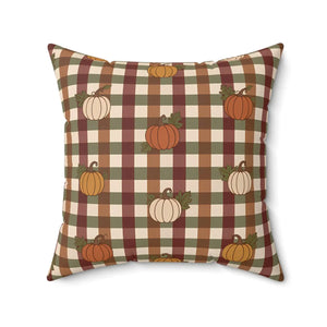 Autumn Pumpkin Plaid Pillow