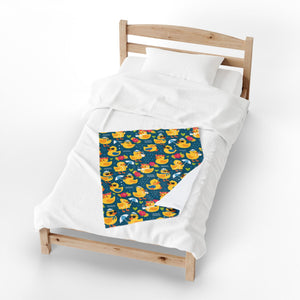 Rubber Duck Swim Velveteen Plush Blanket — Cozy Baby & Kids Throw
