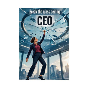Break the Glass Ceiling CEO Poster - Inspirational Matte Vertical Wall Art for Women Leaders