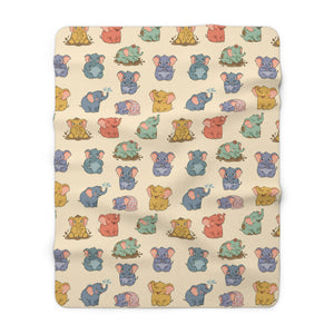 Cute Pastel Elephant Sherpa Blanket — Cozy Nursery Throw for Kids & Baby Shower Gift