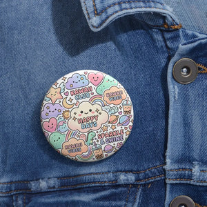 Kawaii Club "Happy Days" Pin Button — Cute Pastel Badge for Jackets & Backpacks