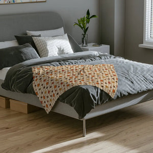 Autumn Plaid Pumpkin & Leaves Throw Blanket