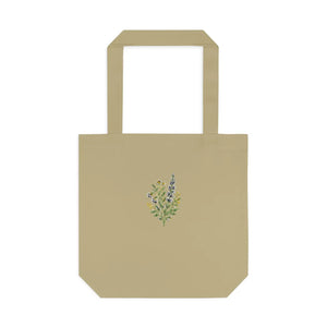 Floral Embroidered Bouquet Tote Bag - Delicate Wildflower Cotton Shopper