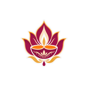 Lotus diya kiss-cut vinyl decal - home decor decals