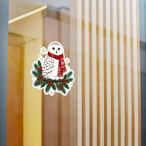 Christmas snowy owl kiss-cut vinyl decal - home decor decals