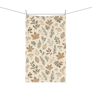 Hem edge of the DipaliZ 18 by 30 inch autumn botanicals tea towel