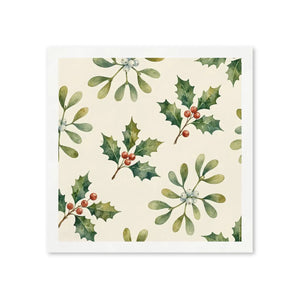 Holiday Holly & Mistletoe Napkins — Christmas Party Paper Napkins