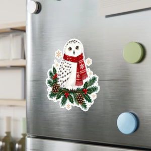 Christmas snowy owl kiss-cut vinyl decal - home decor decals