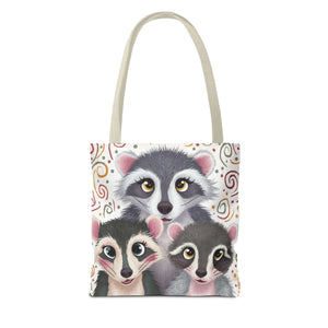Three Racoons, All Over Print Tote Bag