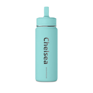 Personalized 20oz Mini Water Bottle — custom name, Minimal Splash Logo Stainless Sport Bottle