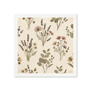 Floral Meadow Cocktail Napkins — Vintage Wildflower Botanical Party Napkins