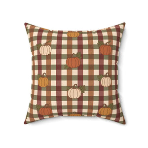 Autumn Pumpkin Plaid Pillow