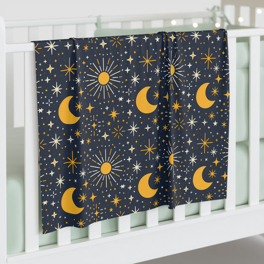 Sun Moon and stars, Baby Swaddle Blanket