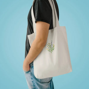 Floral Embroidered Bouquet Tote Bag - Delicate Wildflower Cotton Shopper