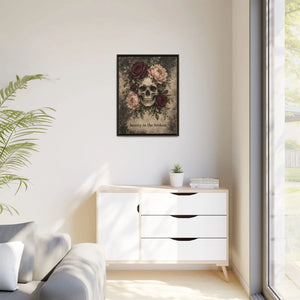 Beauty in the broken skull and floral framed canvas wall art - printable