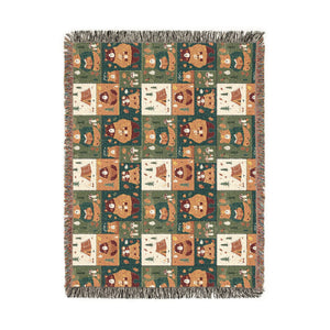 Cozy Cabin Patchwork Woven Blanket — Rustic Lodge Throw for Living Room & Cabin Decor