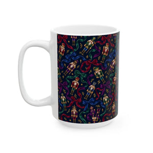 Festive nutcracker pattern ceramic mug - mugs