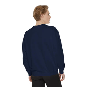 Long sleeve True Navy sweatshirt by DipaliZ with dark floral art