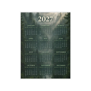 DipaliZ woodland calendar decal in deep and moss green behind the year grid
