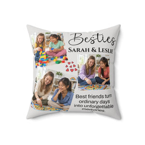 Besties Personalized Photo Pillow — Custom Names & Quote