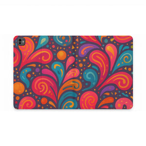 Colorful Paisley Tablet Folio Case — Vibrant Retro Swirl Protective Sleeve