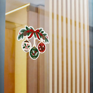 Christmas ornament wreath kiss-cut vinyl decal - home decor decals