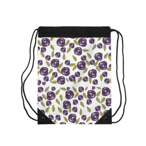 Purple flowers Outdoor Drawstring Bag