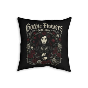 Oxblood and black palette on the DipaliZ gothic flowers cushion