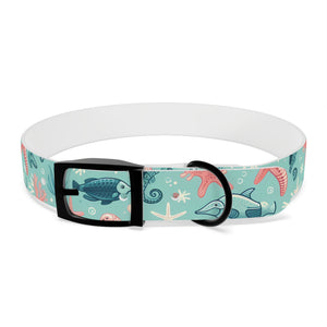 Sea Life Dog Collar — Aqua Fish & Coral Pattern for Pets