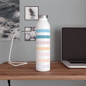 Colorful stripes in pastel colors, Slim Water Bottle