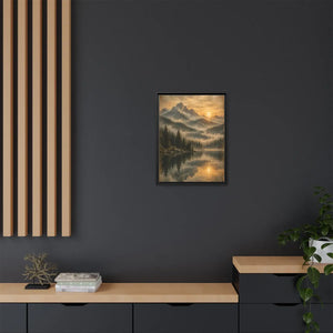 Framed canvas mountain lake sunset landscape wall art - printable