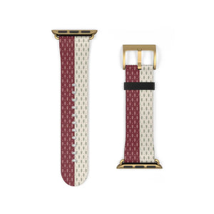 Striped Knit Pattern Watch Band — Burgundy & Cream Vintage Cozy Style