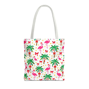 Tote Bag — Tropical Flamingo Palm Print Beach Tote