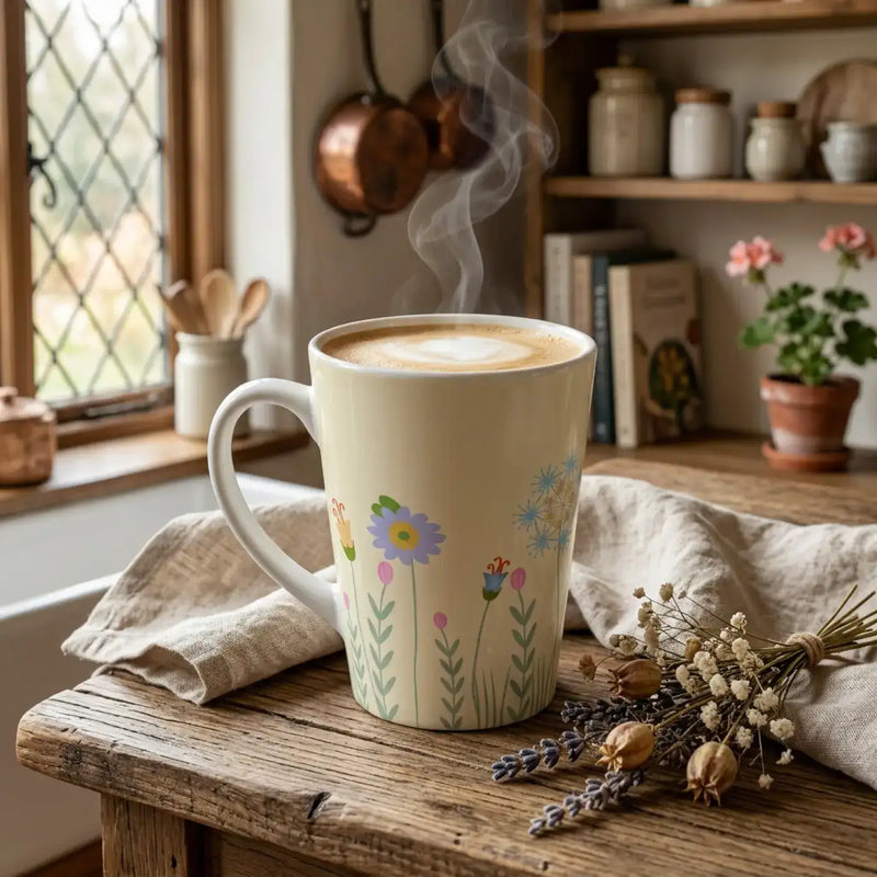 DipaliZ Wild Flowers Latte Mug - 12oz Ceramic Drinkware