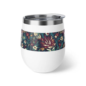 12oz Insulated Copper Wine Tumbler, Vintage Floral Mandala Pattern - Tumblers