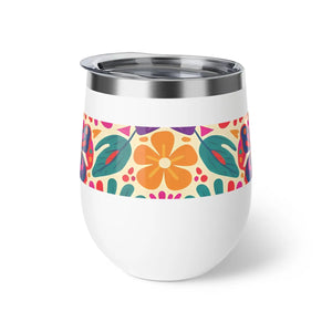 12oz Insulated Wine Tumbler, Colorful Butterfly & Floral Pattern (copper Vacuum) - Tumblers