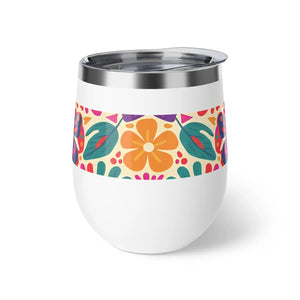 12oz Insulated Wine Tumbler, Colorful Butterfly & Floral Pattern (copper Vacuum) - Tumblers