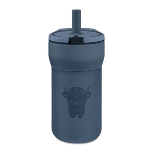 12oz Kids Leakproof Straw Tumbler, Engraved Cute Yak Design Kid-friendly Water Bottle - Tumblers