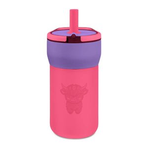 12oz Kids Leakproof Straw Tumbler, Engraved Cute Yak Design Kid-friendly Water Bottle - Tumblers
