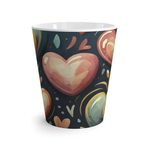 Navy Blue Latte Mug - Heart Print 12oz Ceramic - Dipaliz - Mugs