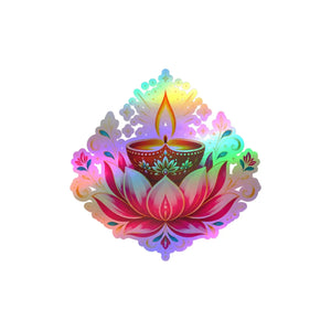 Lotus diya kiss-cut vinyl decal for diwali - home decor decals